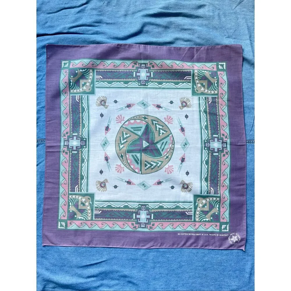 VTG Southwestern Desertcore Western Bandana Scarf Wamcraft USA 22.5